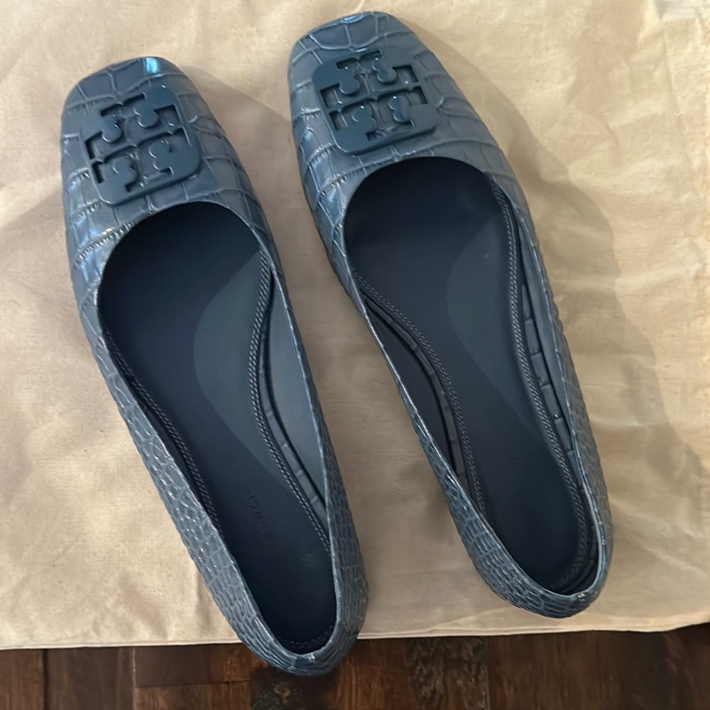 Tory Burch Blue Flats with Woven Detail